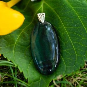 Fluorite Pendant with Silver Clasp